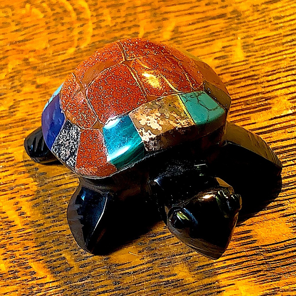 TURTLE BLACK OBSIDIAN CARVED CRYSTAL GOLDEN SANDSTONE MULTIPLE